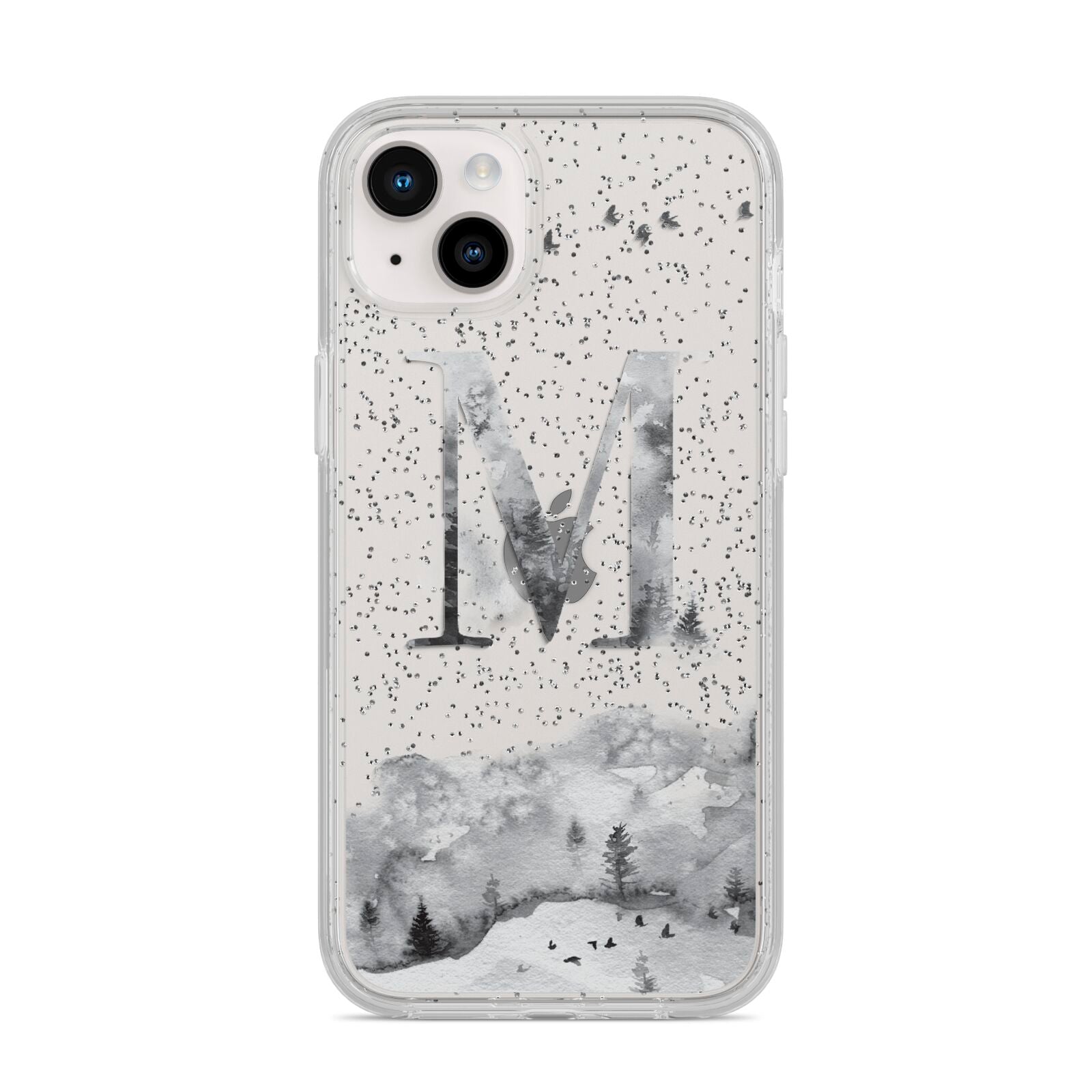Personalised Mystical Monogram Clear iPhone 14 Plus Glitter Tough Case Starlight