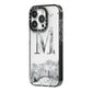 Personalised Mystical Monogram Clear iPhone 14 Pro Black Impact Case Side Angle on Silver phone