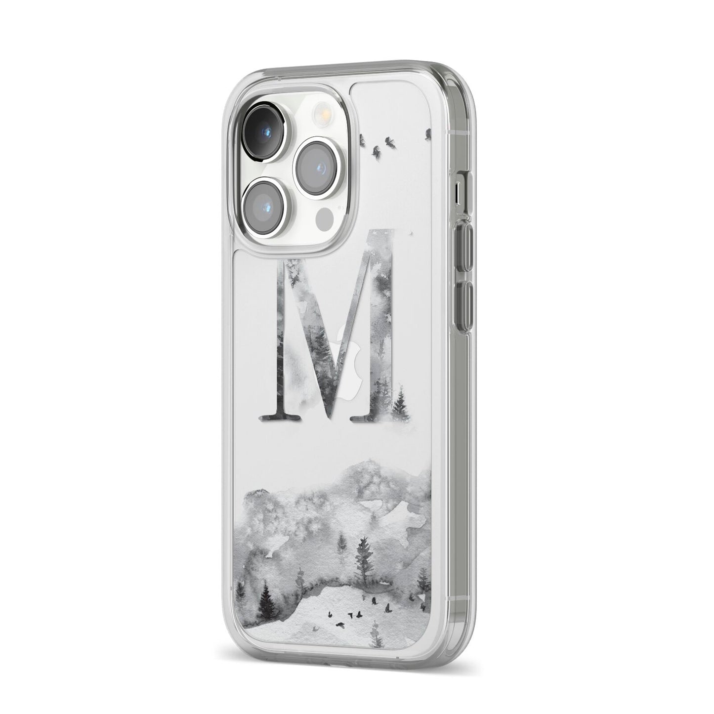 Personalised Mystical Monogram Clear iPhone 14 Pro Clear Tough Case Silver Angled Image