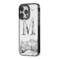 Personalised Mystical Monogram Clear iPhone 14 Pro Max Black Impact Case Side Angle on Silver phone