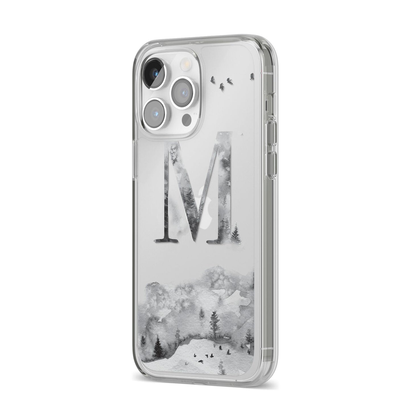 Personalised Mystical Monogram Clear iPhone 14 Pro Max Clear Tough Case Silver Angled Image