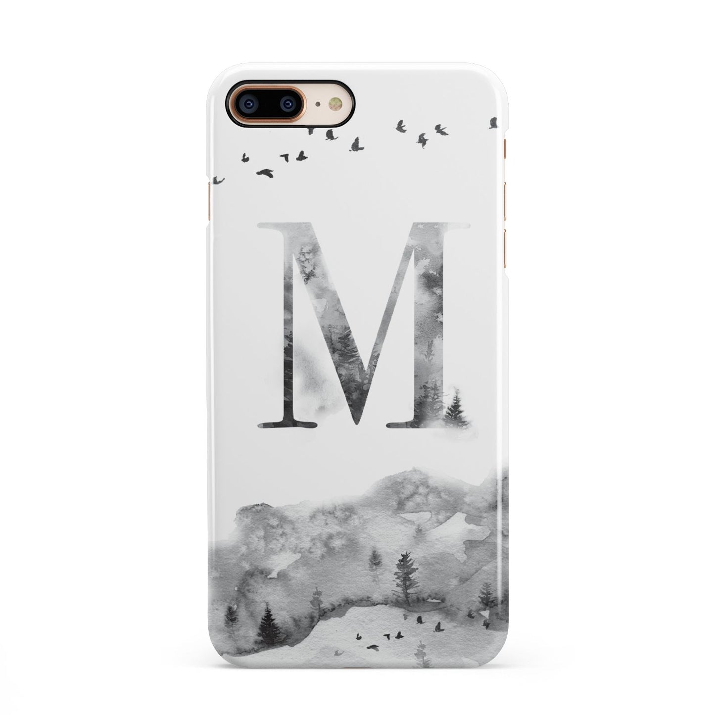 Personalised Mystical Monogram Clear iPhone 8 Plus 3D Snap Case on Gold Phone