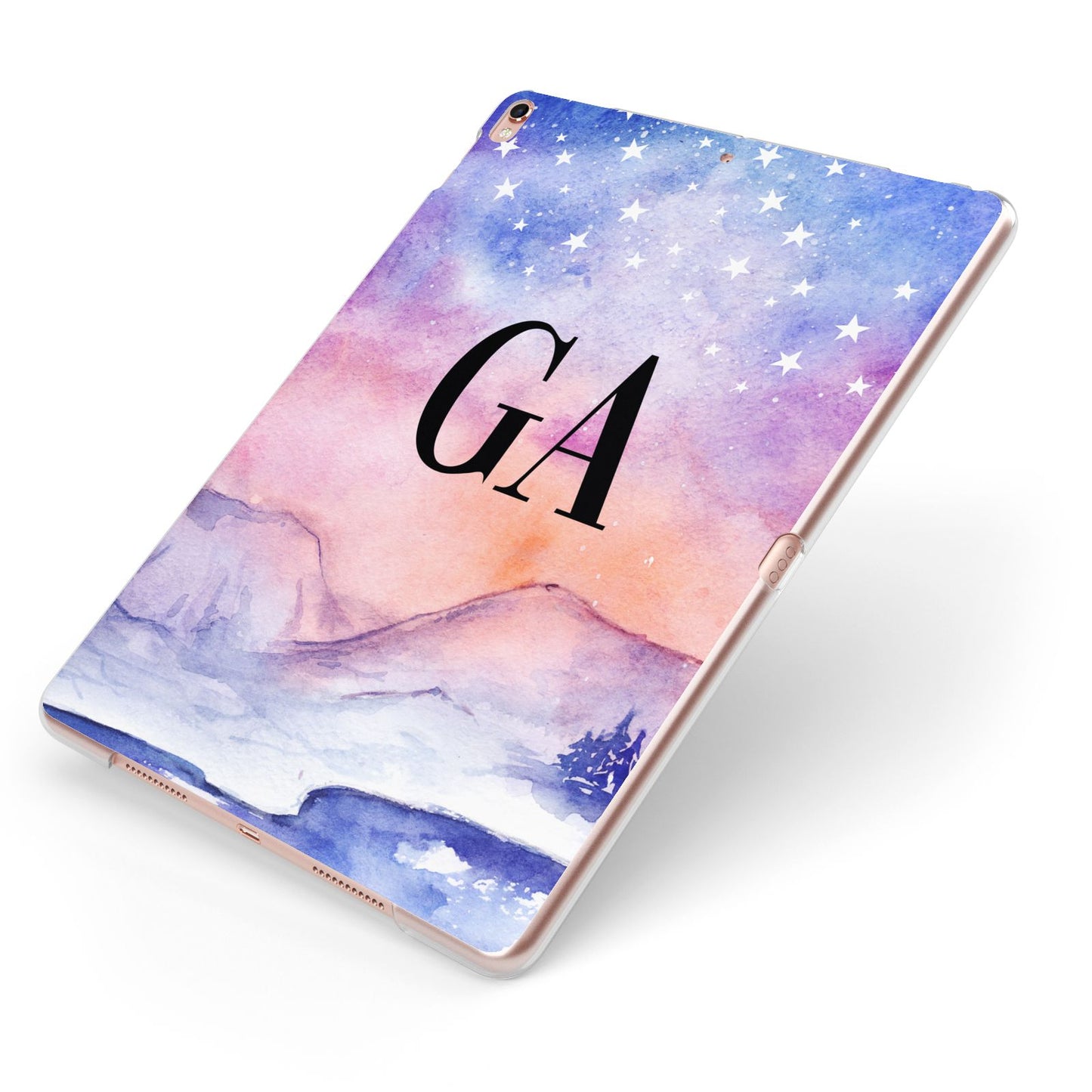 Personalised Mystical Sky Apple iPad Case on Rose Gold iPad Side View