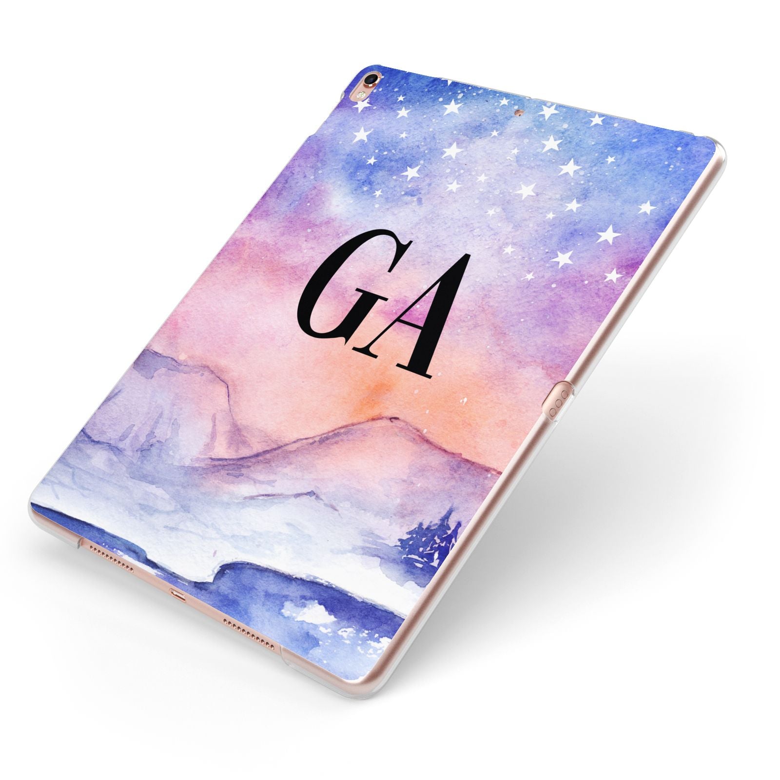 Personalised Mystical Sky Apple iPad Case on Rose Gold iPad Side View