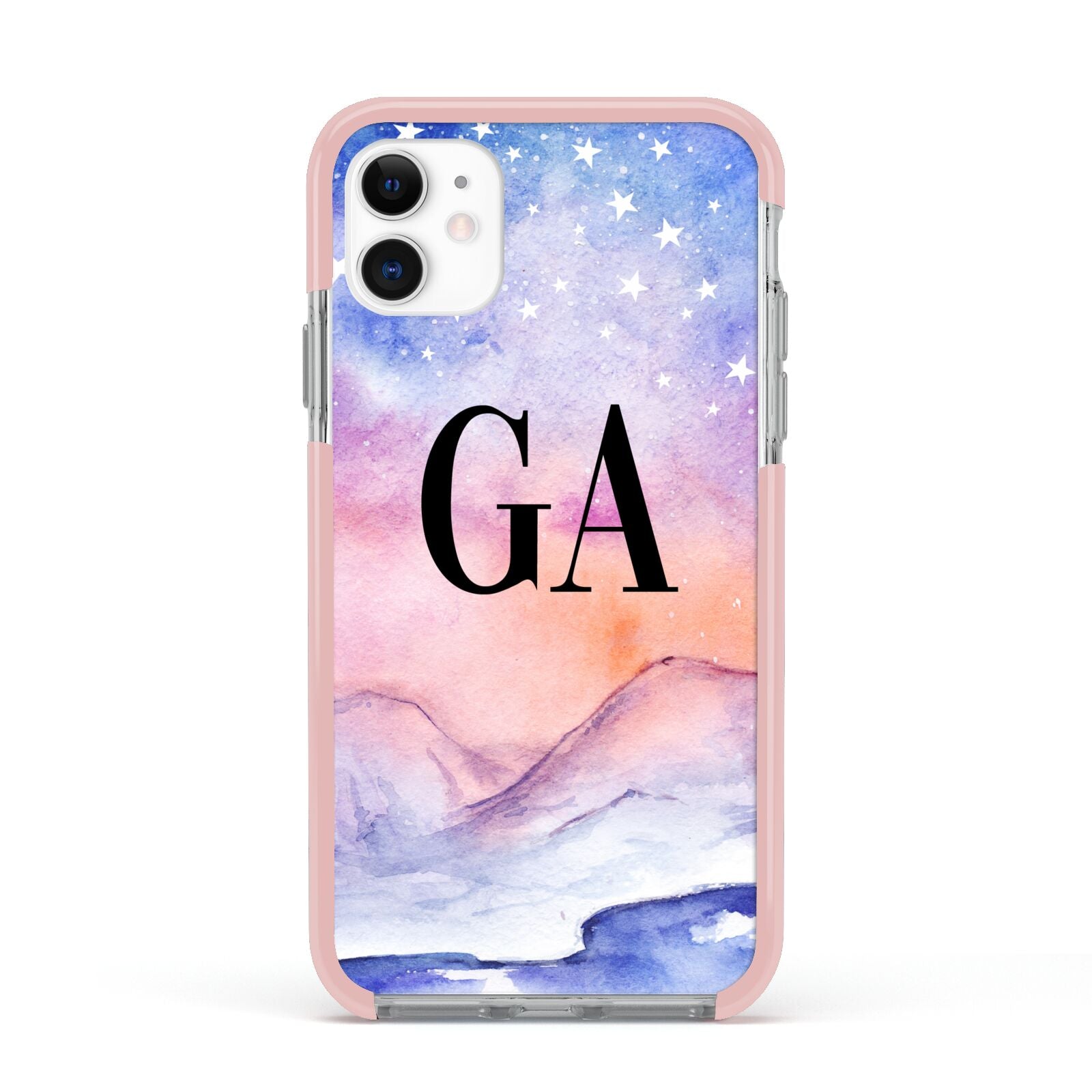 Personalised Mystical Sky Apple iPhone 11 in White with Pink Impact Case