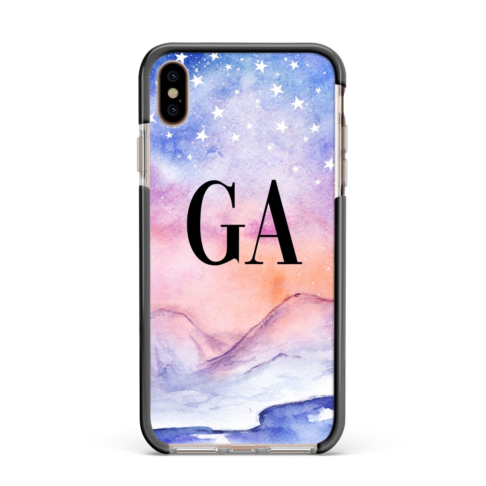 Personalised Mystical Sky Apple iPhone Xs Max Impact Case Black Edge on Gold Phone