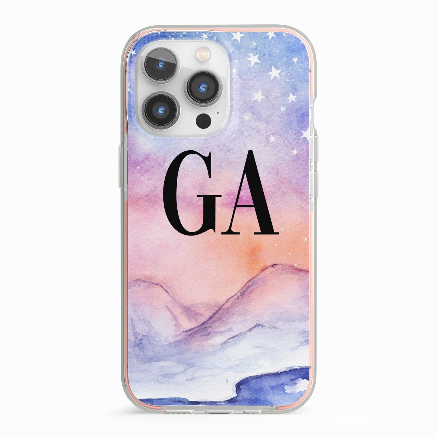 Personalised Mystical Sky iPhone 13 Pro TPU Impact Case with Pink Edges