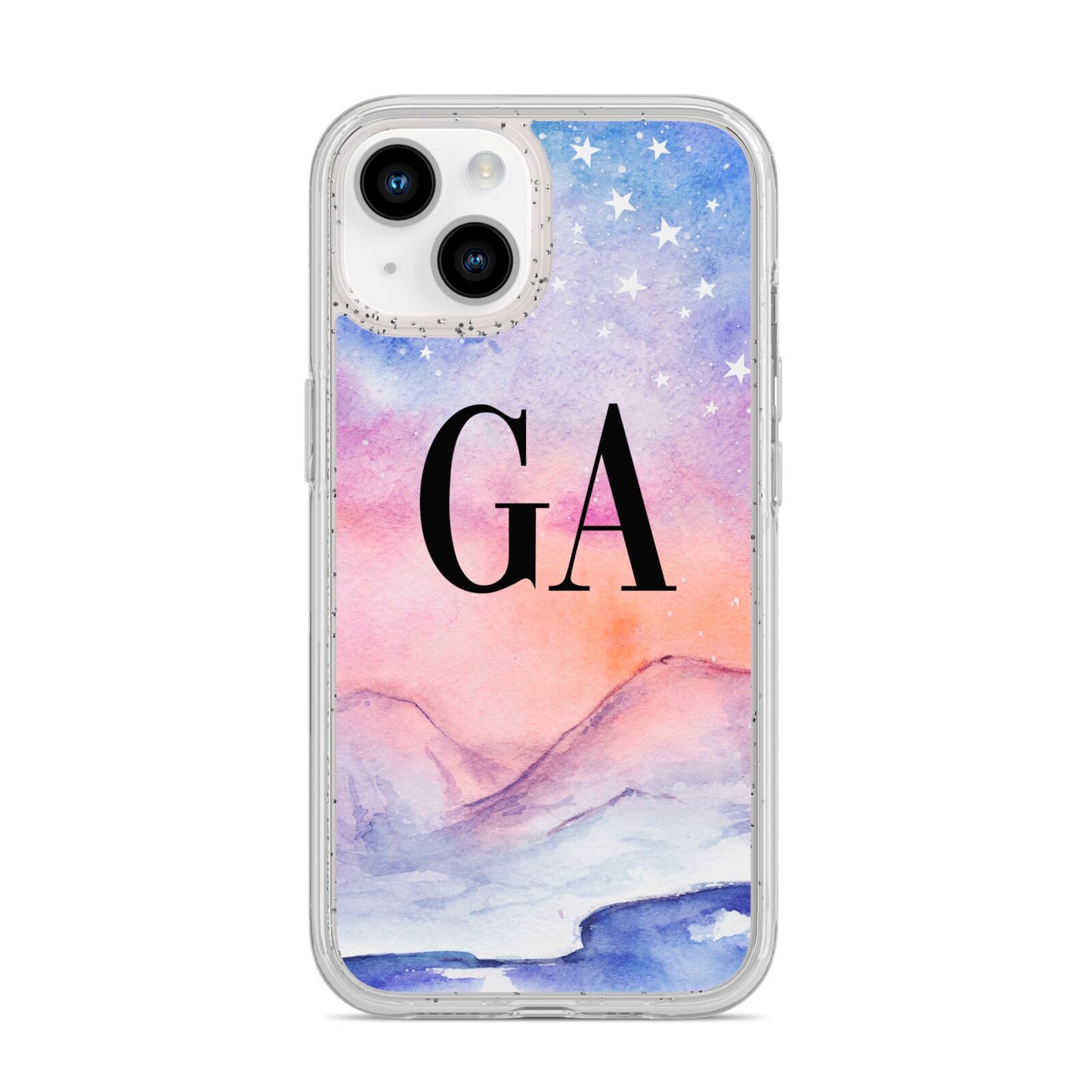 Personalised Mystical Sky iPhone 14 Glitter Tough Case Starlight