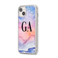 Personalised Mystical Sky iPhone 14 Plus Clear Tough Case Starlight Angled Image