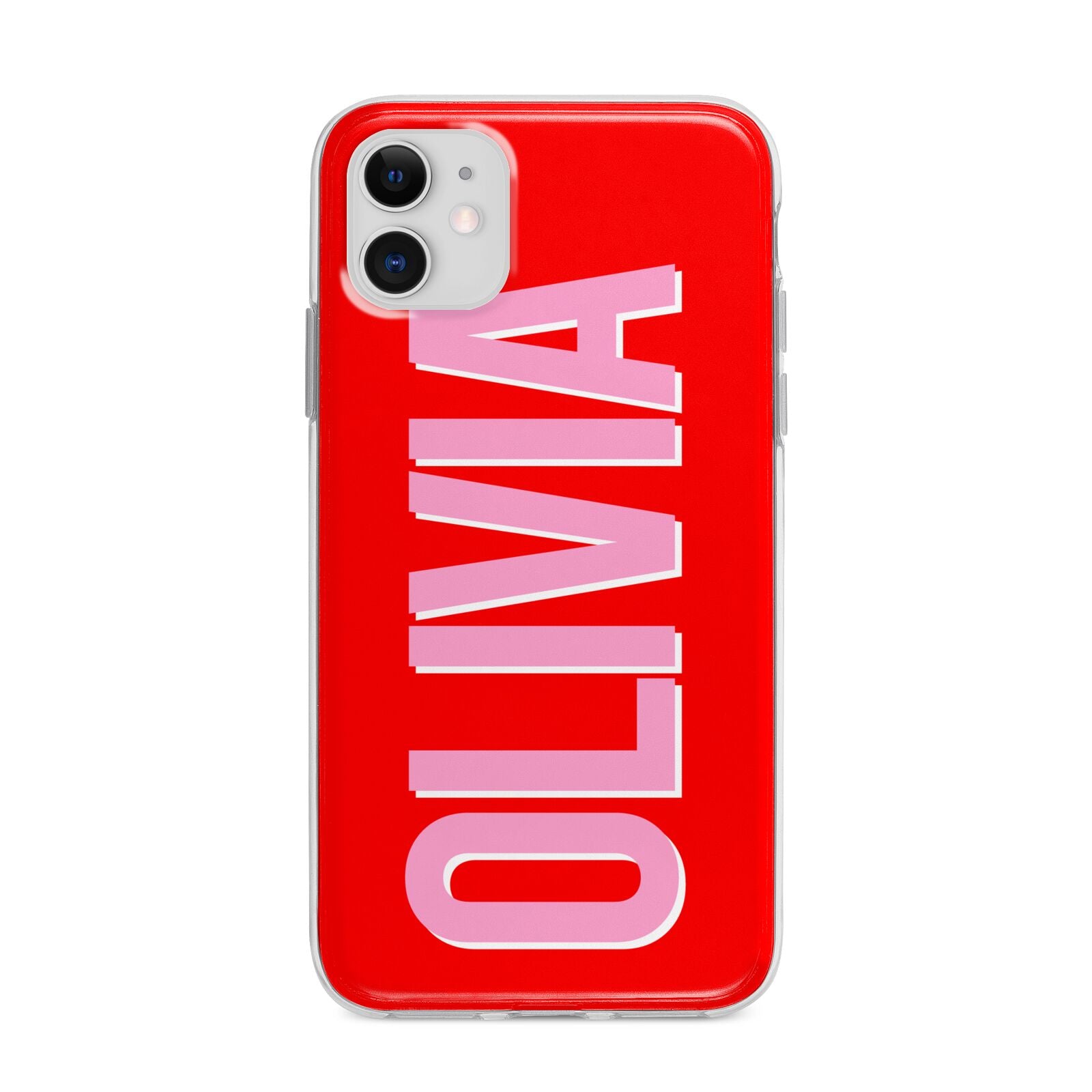 Personalised Name Apple iPhone 11 in White with Bumper Case