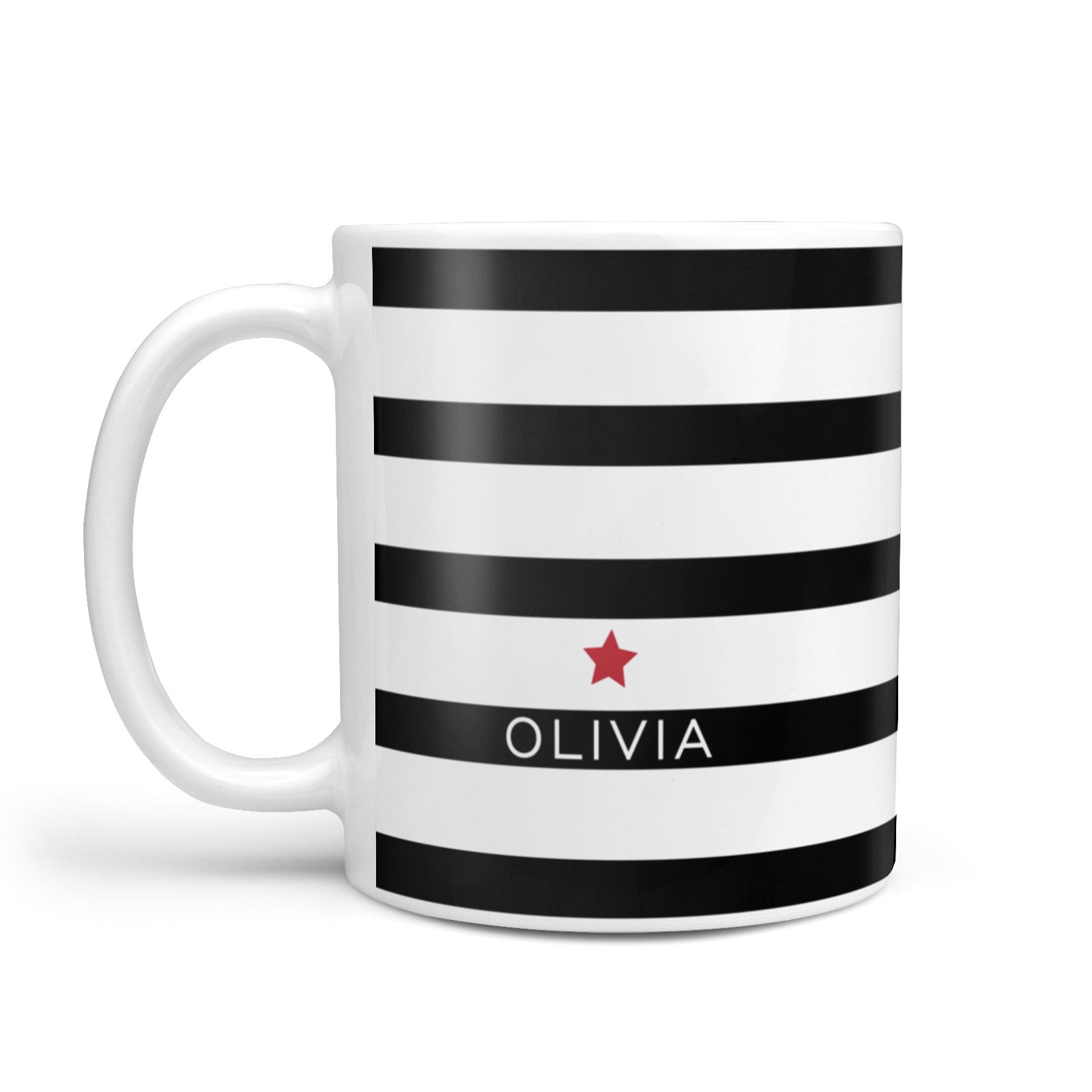 Personalised Name Black White 10oz Mug Alternative Image 1