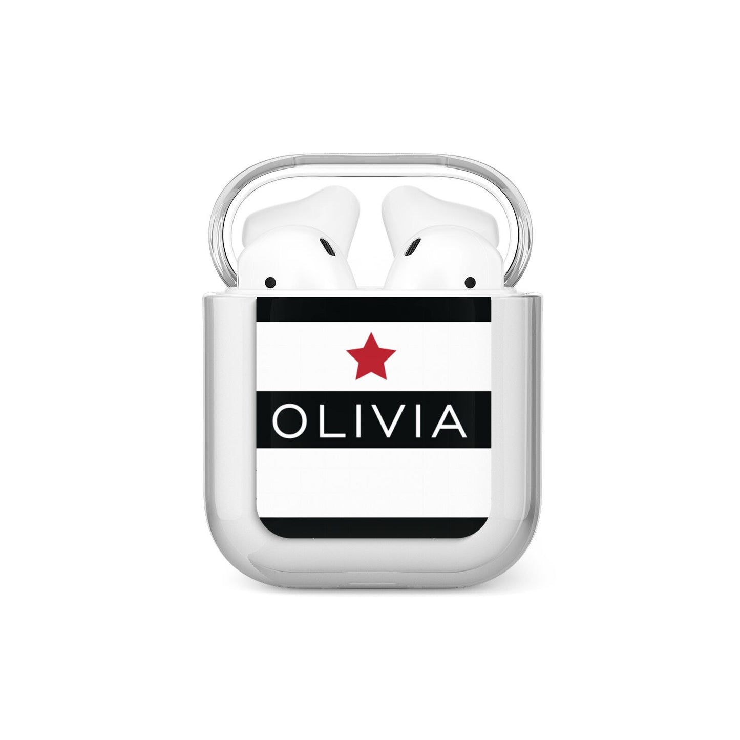Personalised Name Black White AirPods Case