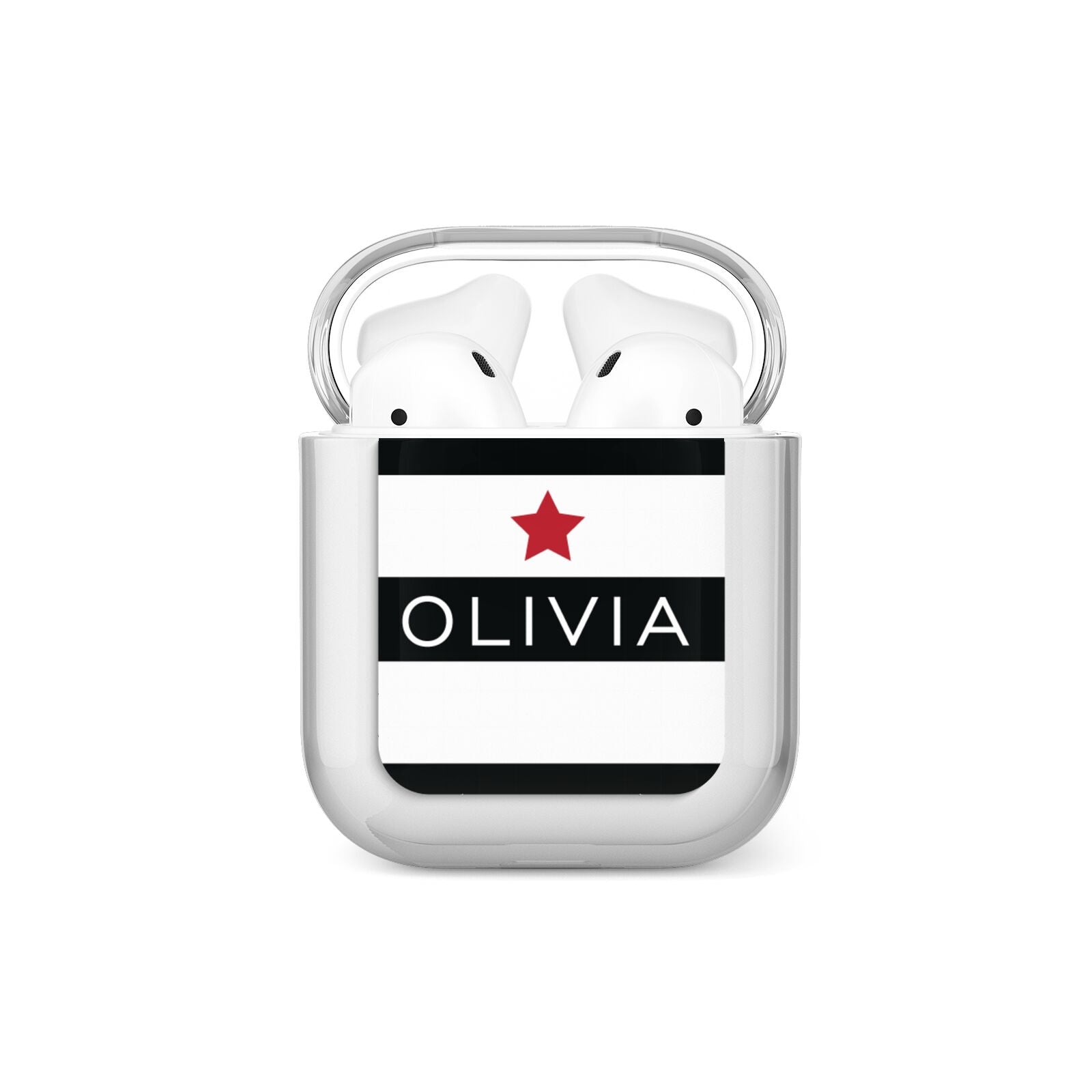 Personalised Name Black White AirPods Case