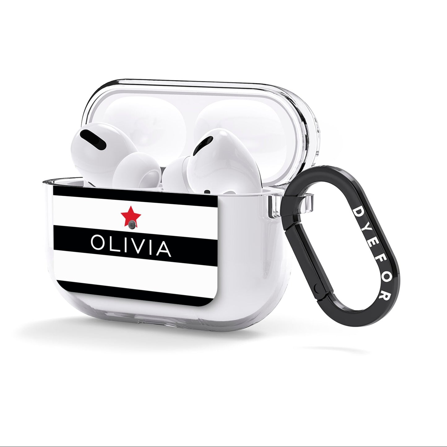 Personalised Name Black White AirPods Clear Case 3rd Gen Side Image