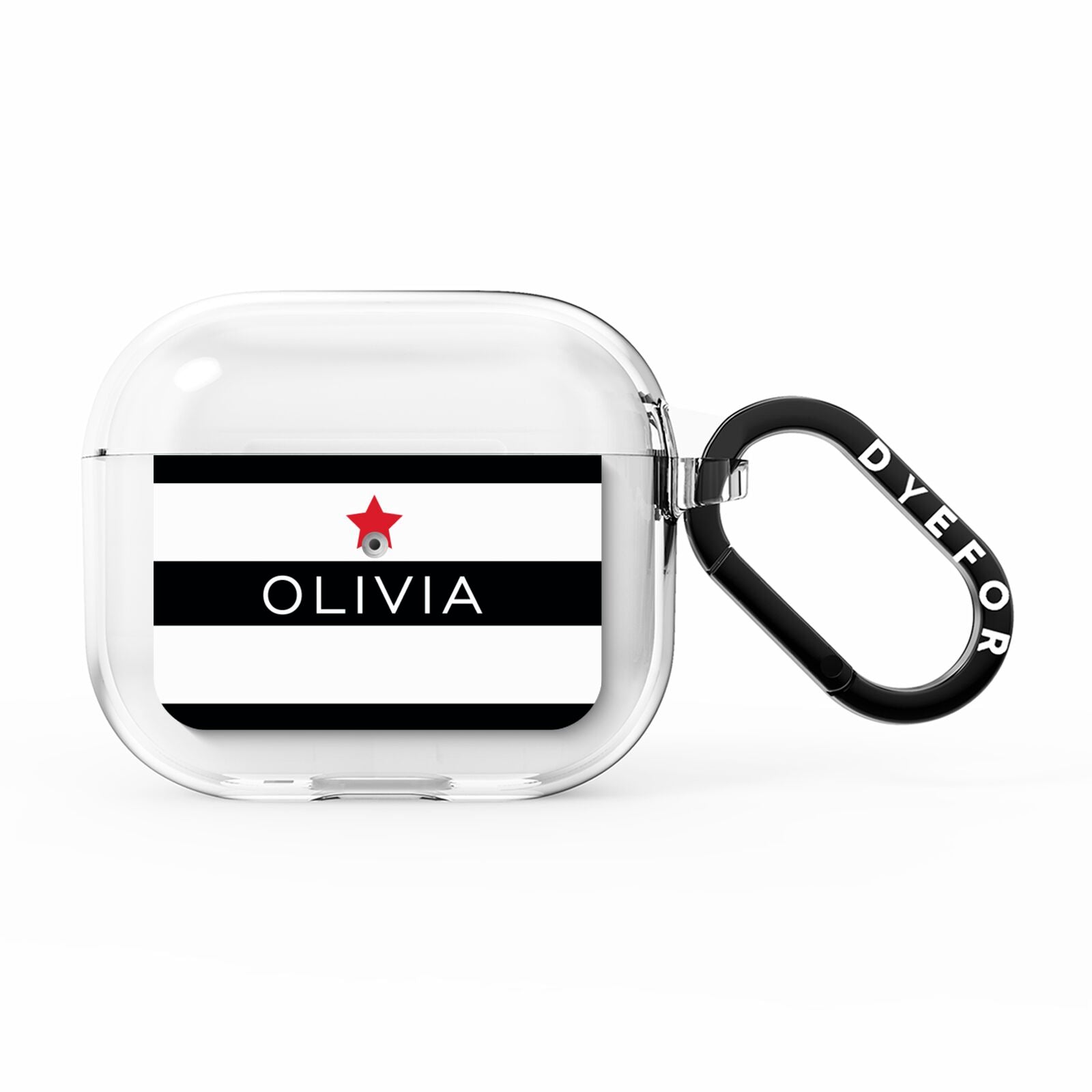 Personalised Name Black White AirPods Clear Case 3rd Gen