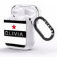 Personalised Name Black White AirPods Clear Case Side Image