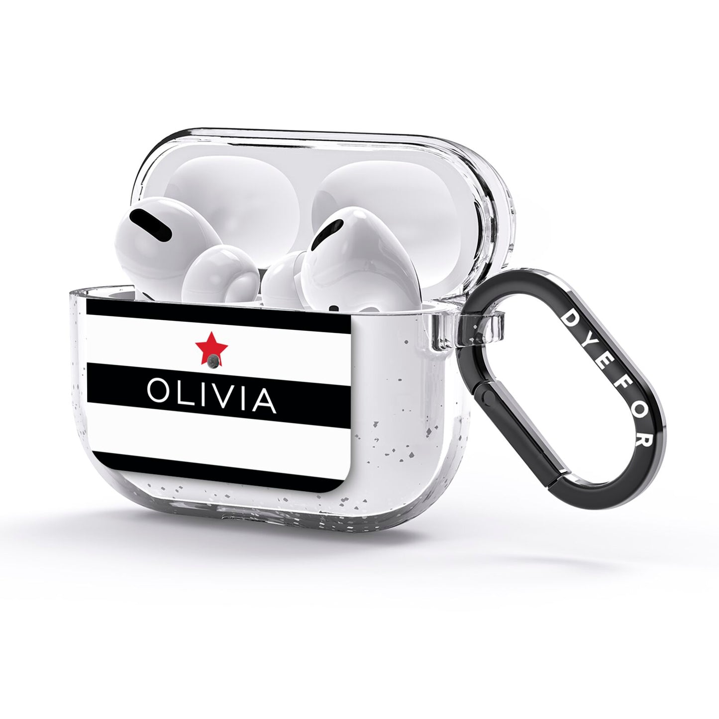 Personalised Name Black White AirPods Glitter Case 3rd Gen Side Image