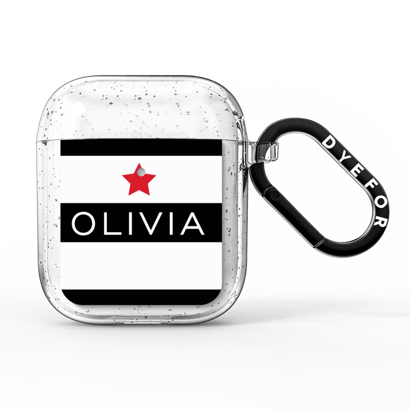 Personalised Name Black White AirPods Glitter Case