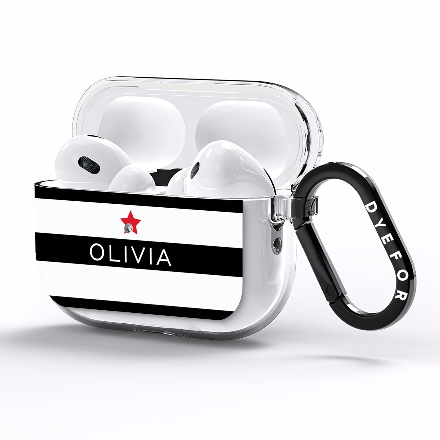 Personalised Name Black White AirPods Pro Clear Case Side Image