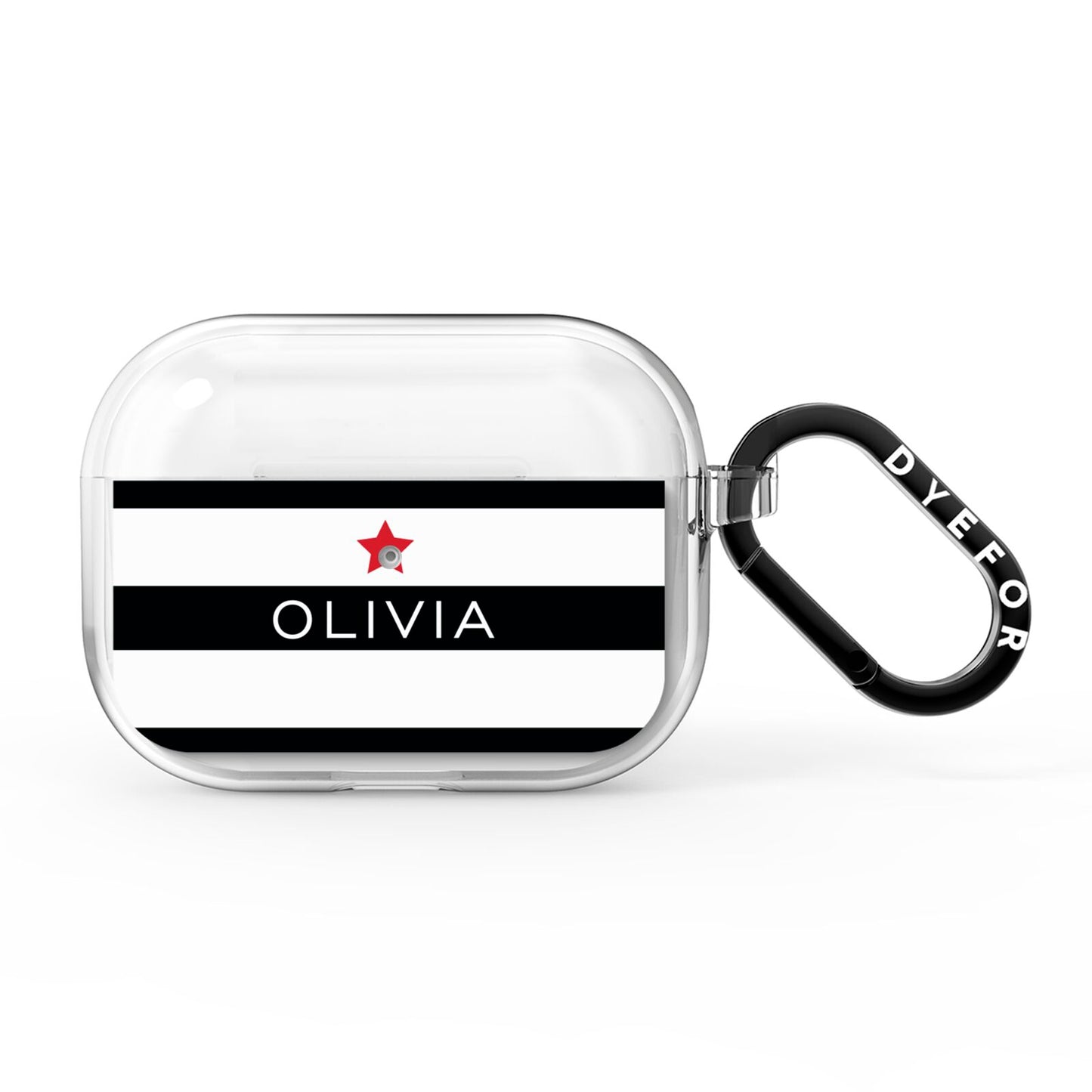 Personalised Name Black White AirPods Pro Clear Case