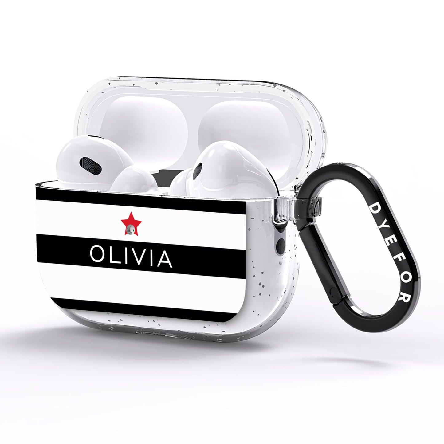 Personalised Name Black White AirPods Pro Glitter Case Side Image