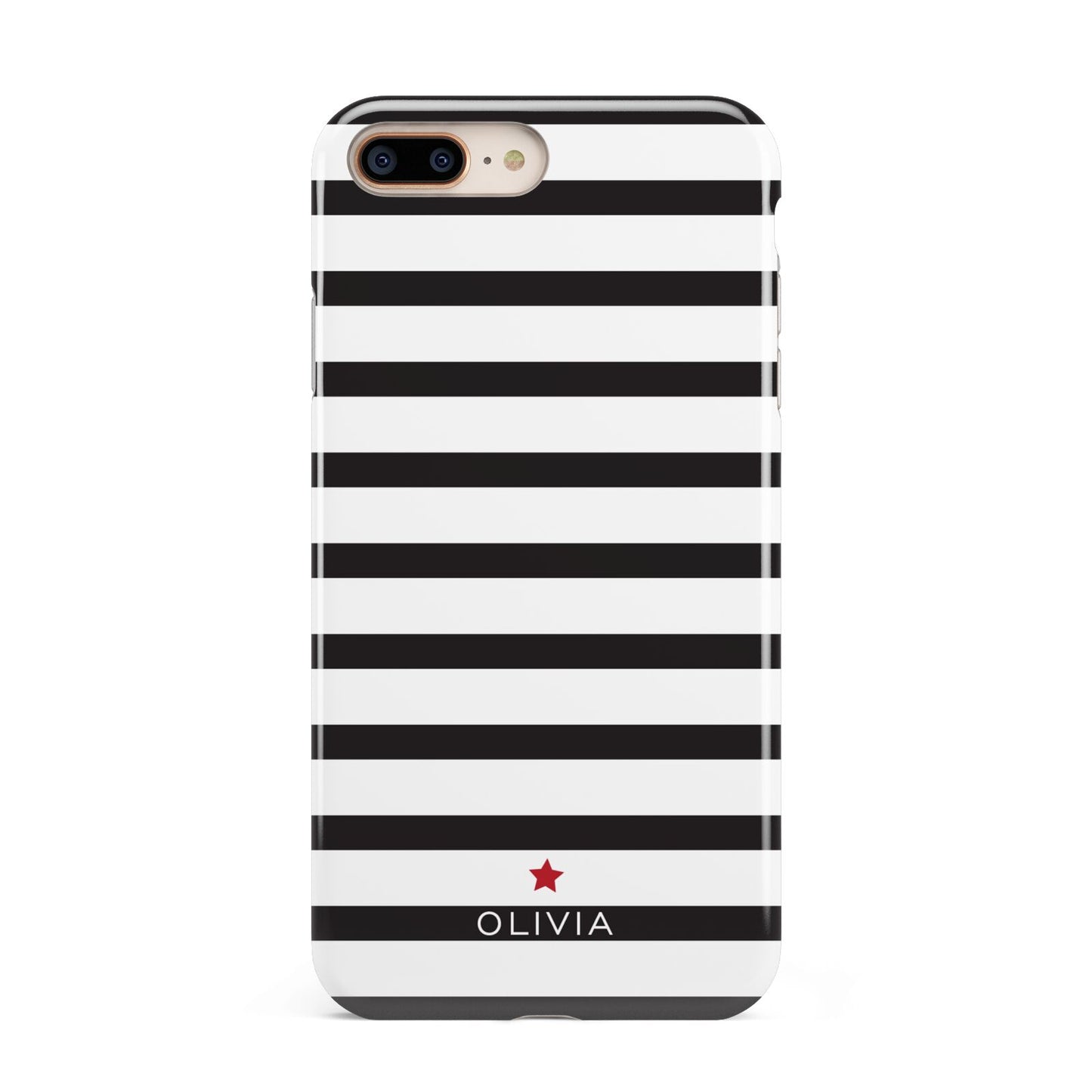 Personalised Name Black White Apple iPhone 7 8 Plus 3D Tough Case