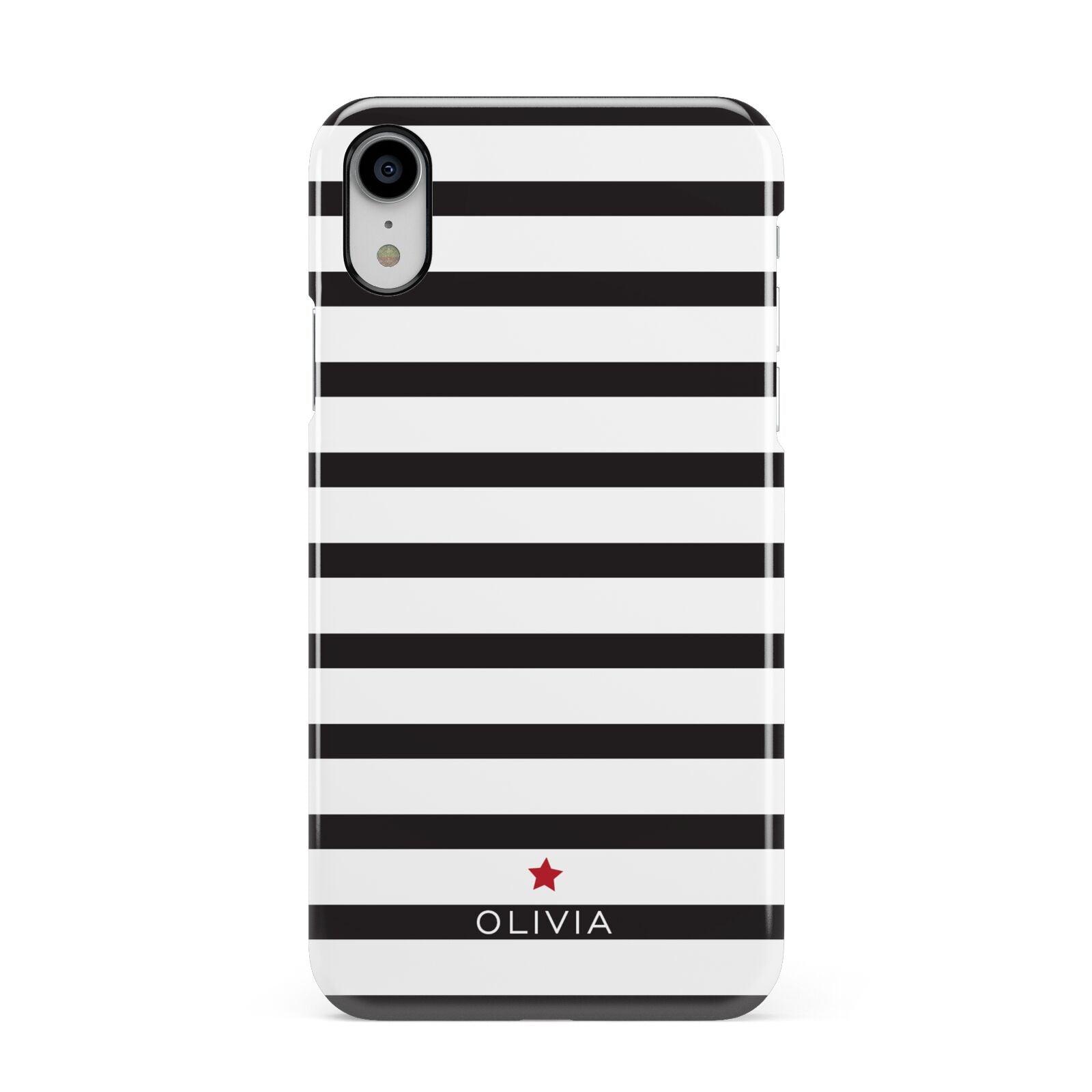 Personalised Name Black White Apple iPhone XR White 3D Snap Case