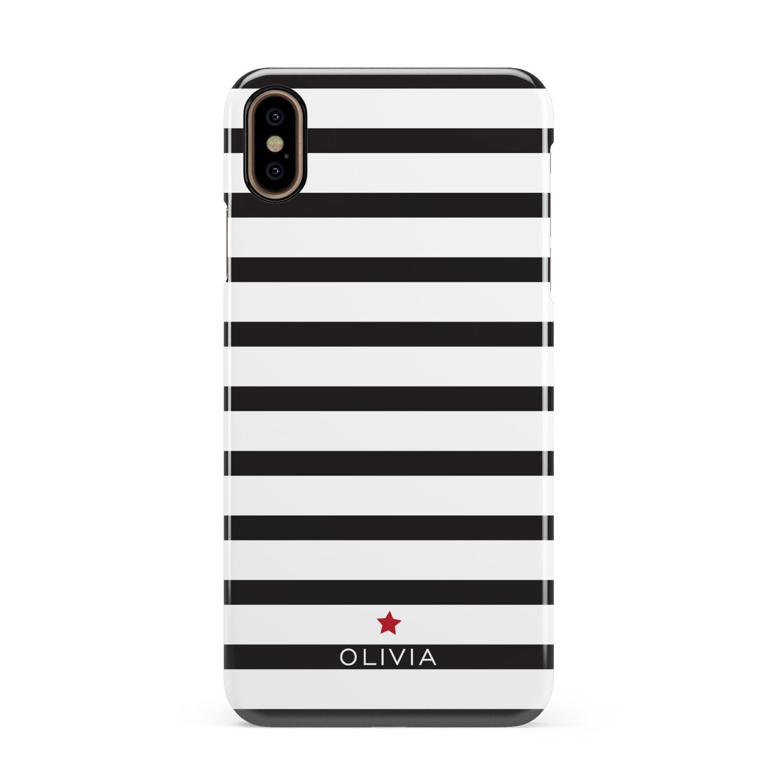Personalised Name Black White Apple iPhone Xs Max 3D Snap Case