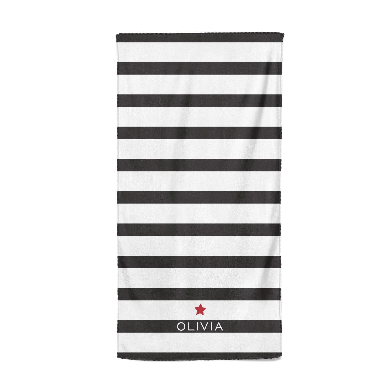 Personalised Name Black White Beach Towel