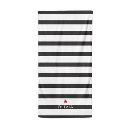 Personalised Name Black White Beach Towel
