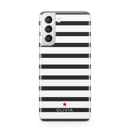 Personalised Name Black White Samsung S21 Case