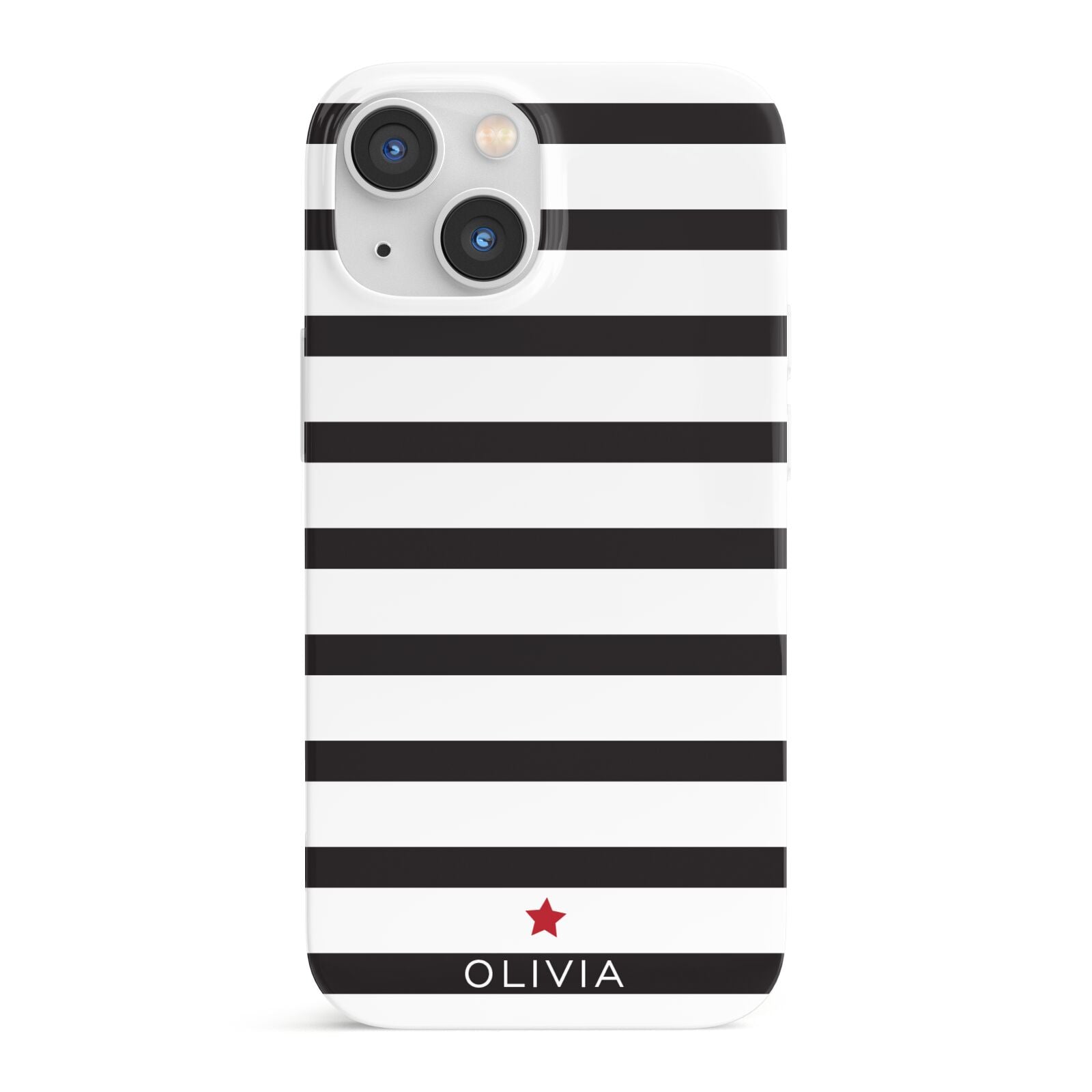 Personalised Name Black White iPhone 13 Mini Full Wrap 3D Snap Case