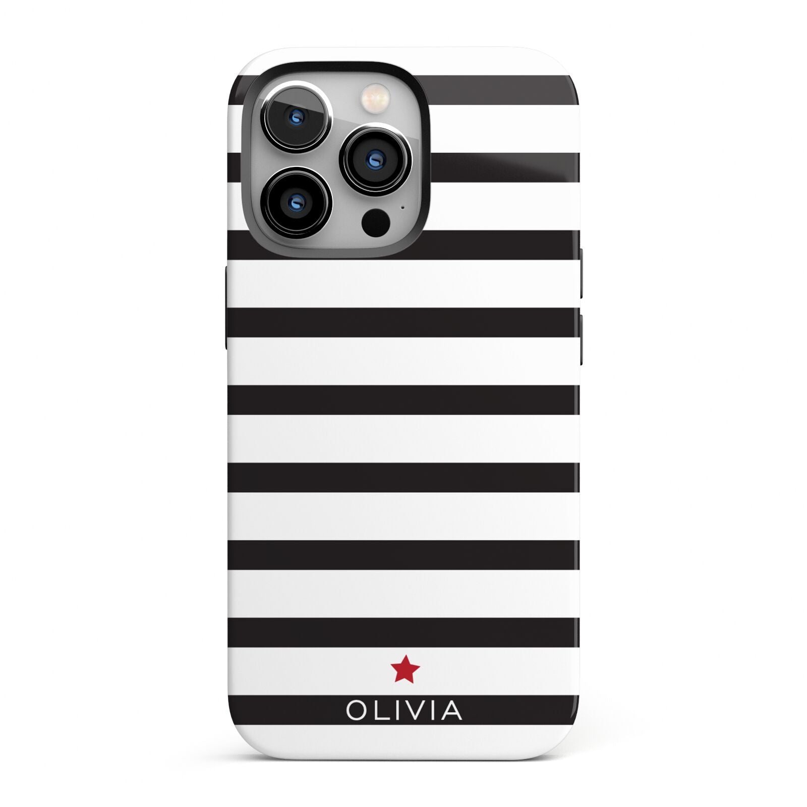 Personalised Name Black White iPhone 13 Pro Full Wrap 3D Tough Case