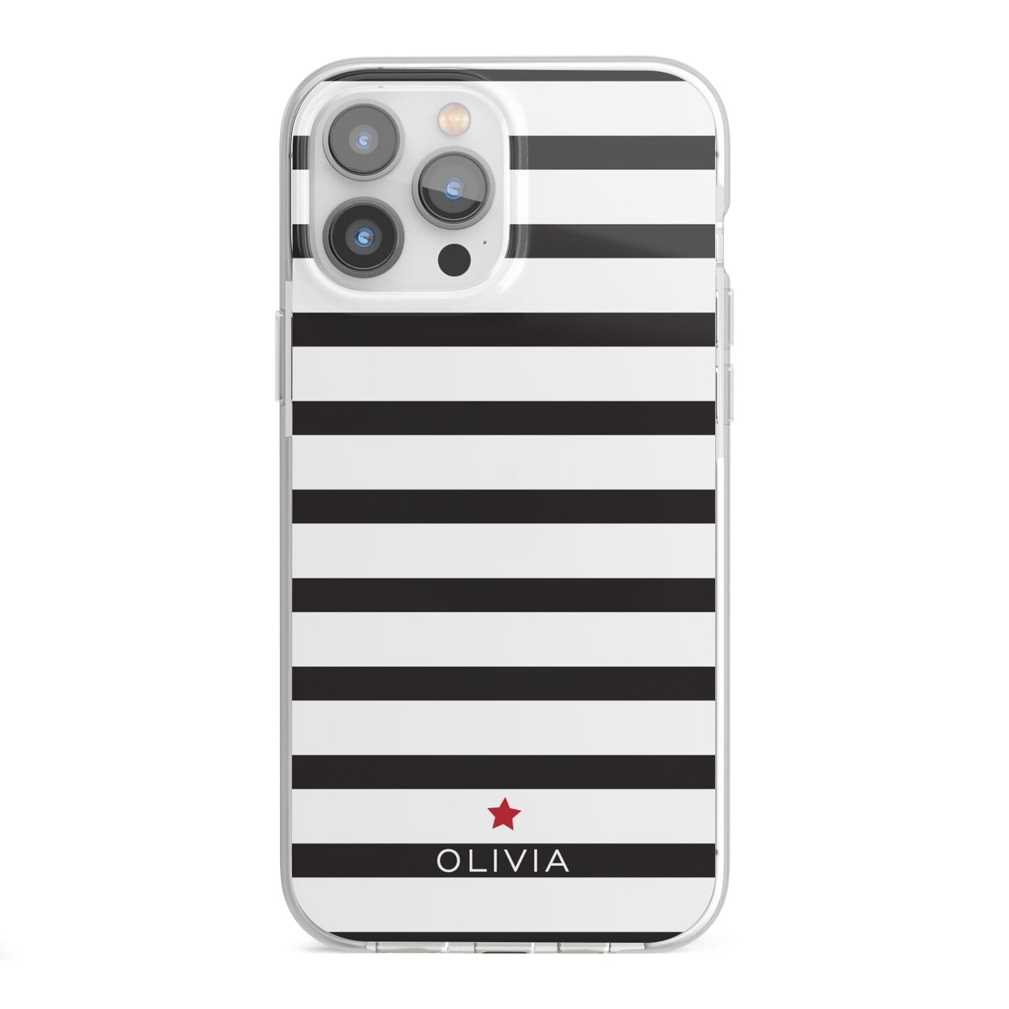 Personalised Name Black White iPhone 13 Pro Max TPU Impact Case with White Edges