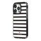 Personalised Name Black White iPhone 14 Pro Black Impact Case Side Angle on Silver phone