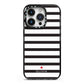 Personalised Name Black White iPhone 14 Pro Black Impact Case on Silver phone