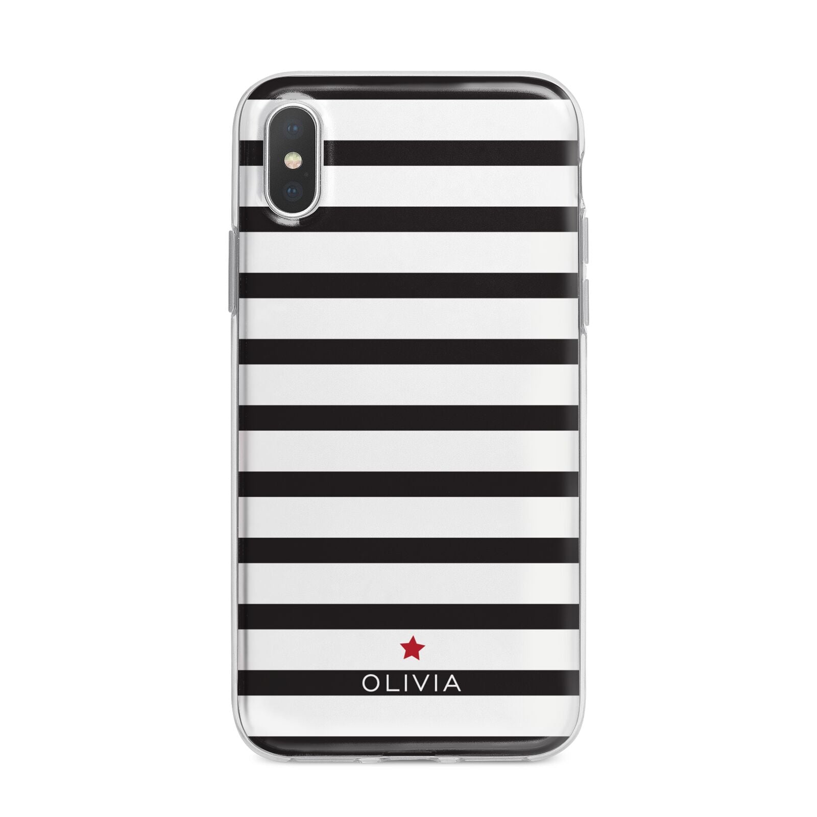 Personalised Name Black White iPhone X Bumper Case on Silver iPhone Alternative Image 1