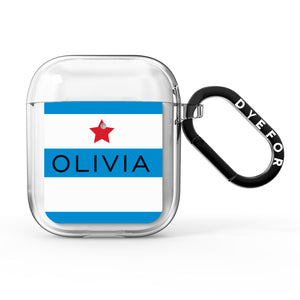 Personalised Name Blue White AirPods Case