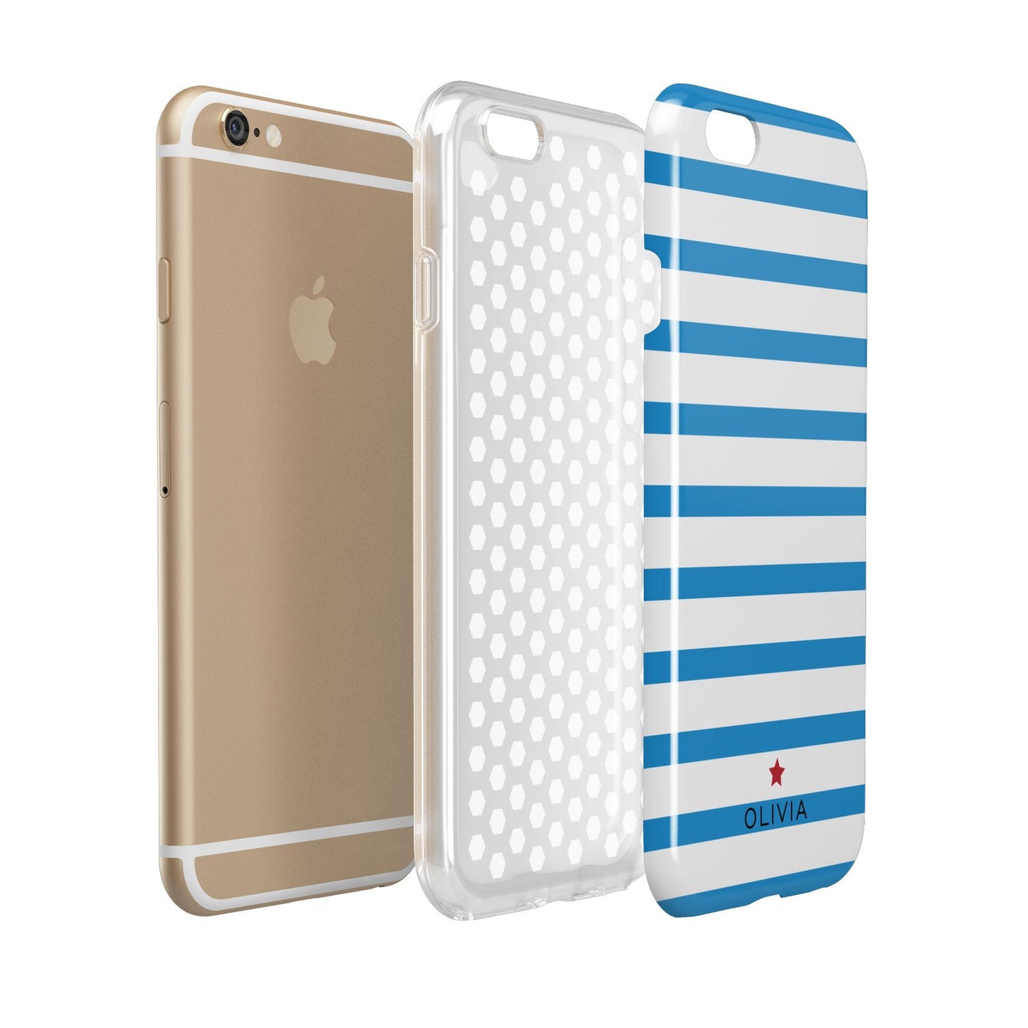 Personalised Name Blue White Apple iPhone 6 3D Tough Case Expanded view