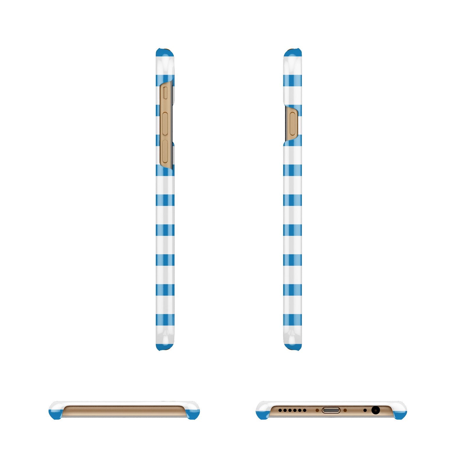 Personalised Name Blue White Apple iPhone 6 3D Wrap Snap Case Angled Images