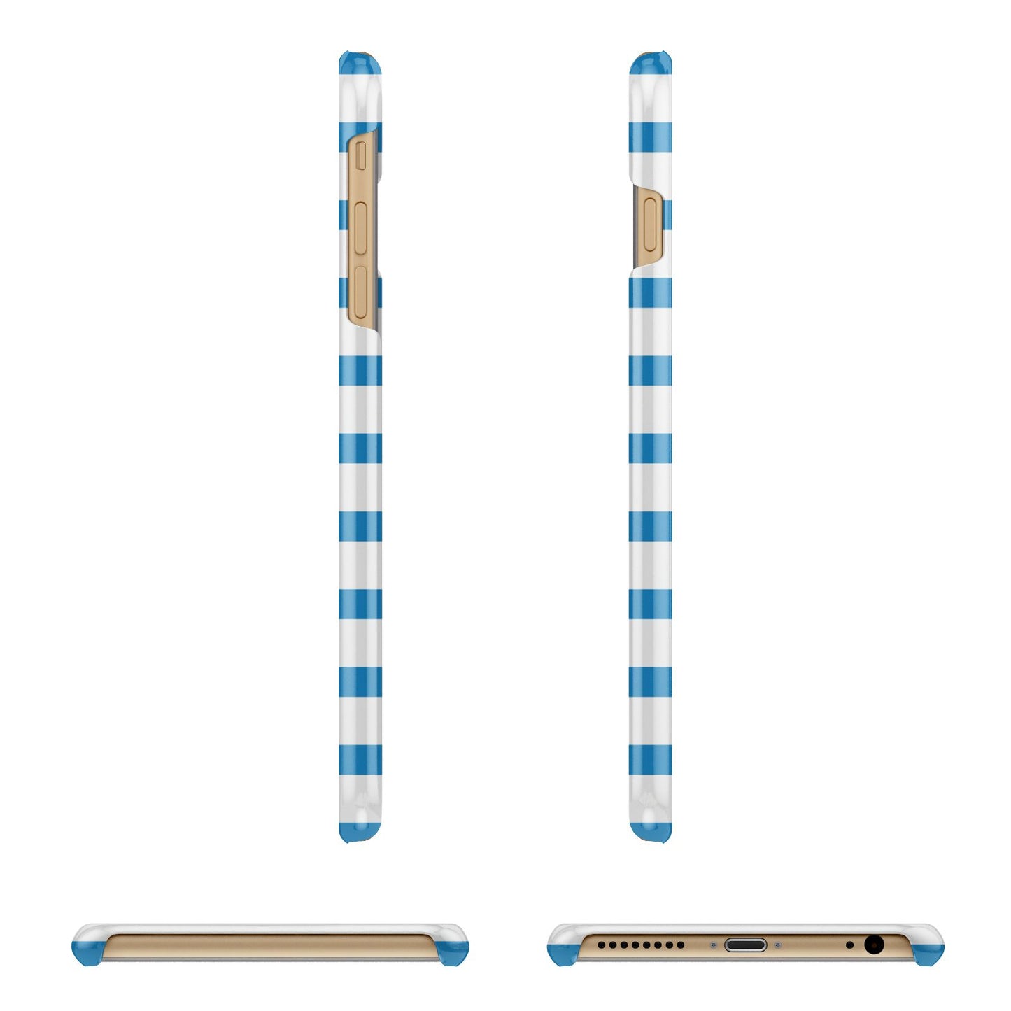 Personalised Name Blue White Apple iPhone 6 Plus 3D Wrap Snap Case Angled Images