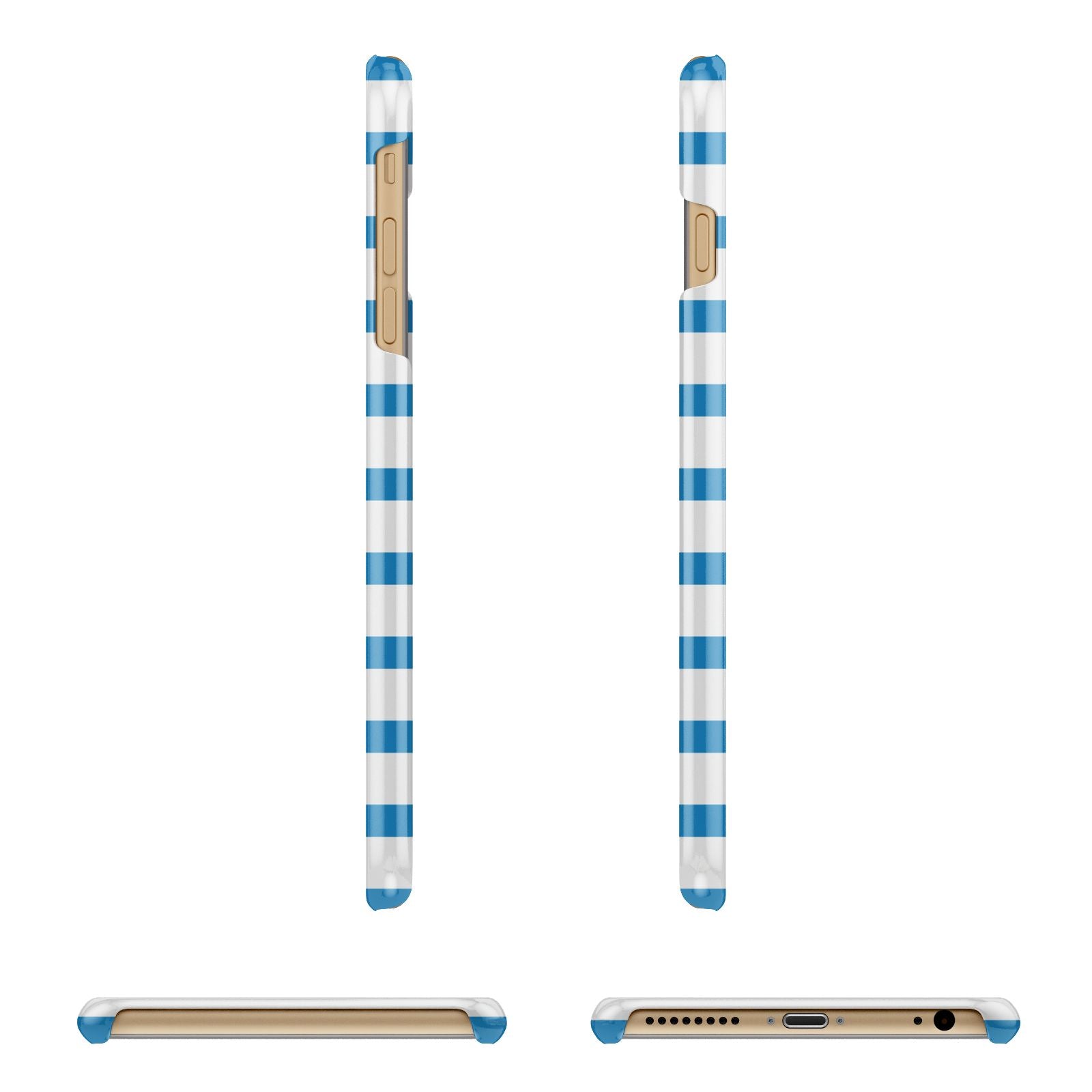 Personalised Name Blue White Apple iPhone 6 Plus 3D Wrap Snap Case Angled Images