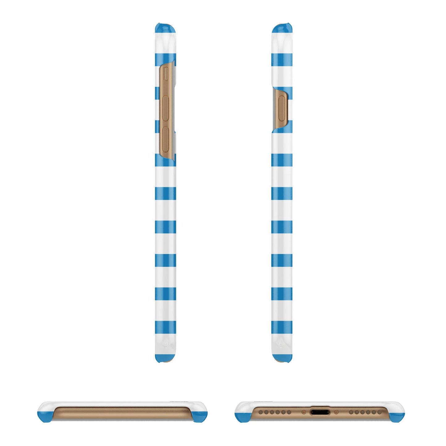 Personalised Name Blue White Apple iPhone 7 8 3D Wrap Snap Case Angled Images