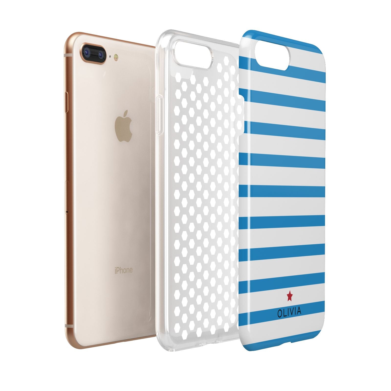 Personalised Name Blue White Apple iPhone 7 8 Plus 3D Tough Case Expanded View