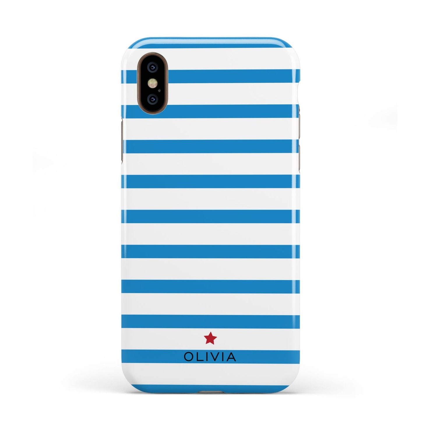 Personalised Name Blue White Apple iPhone XS 3D Tough