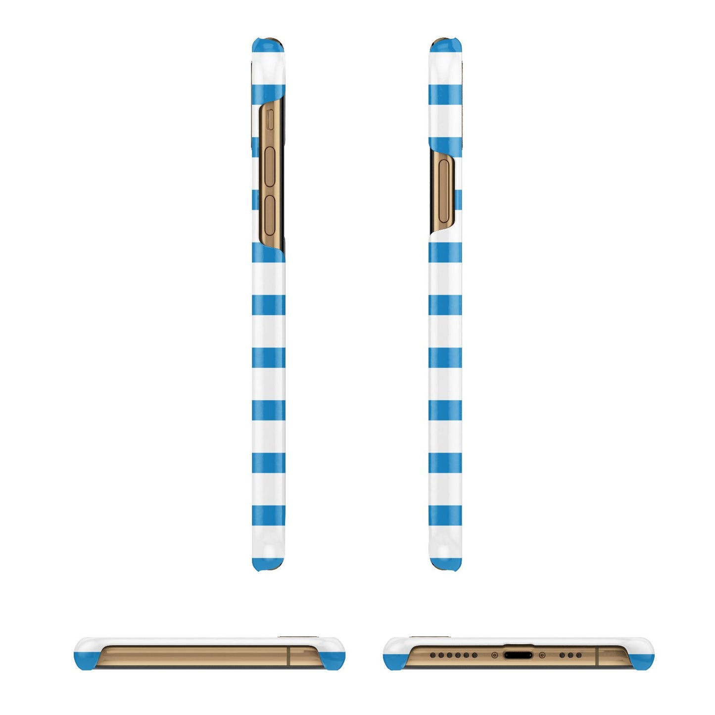 Personalised Name Blue White Apple iPhone Xs 3D Wrap Snap Case Angled Images