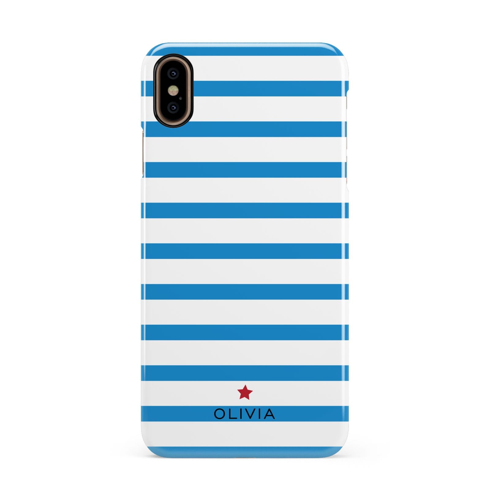 Personalised Name Blue White Apple iPhone Xs Max 3D Snap Case