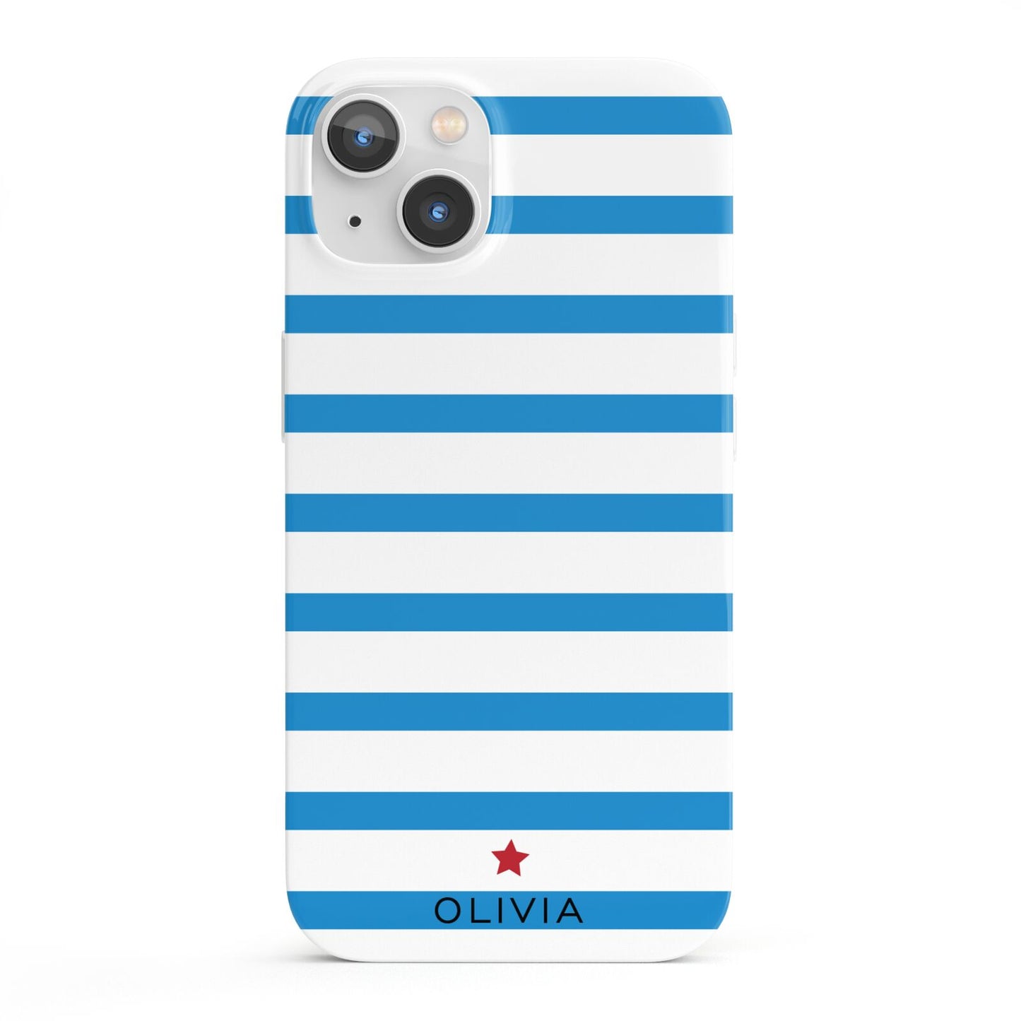 Personalised Name Blue White iPhone 13 Full Wrap 3D Snap Case