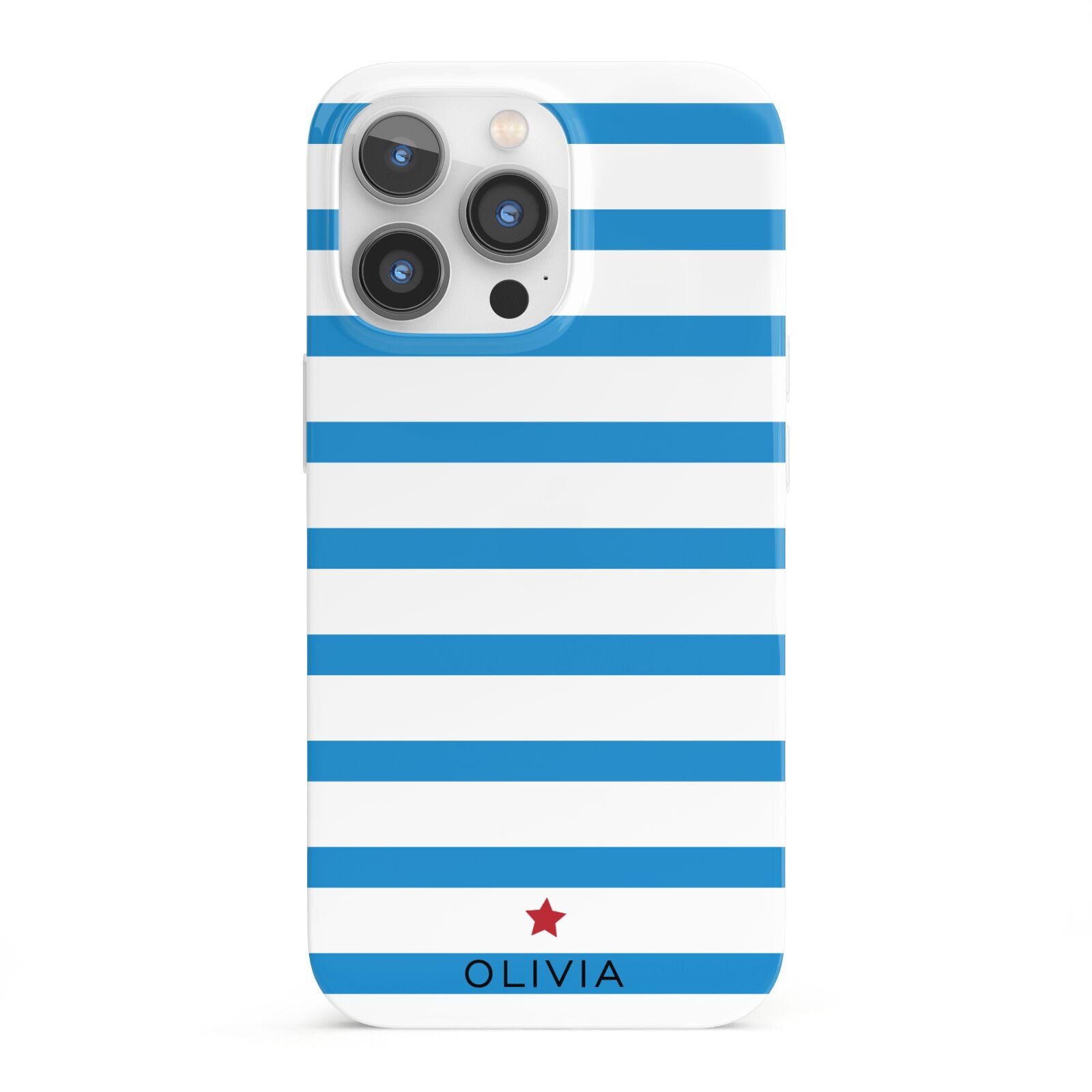 Personalised Name Blue White iPhone 13 Pro Full Wrap 3D Snap Case