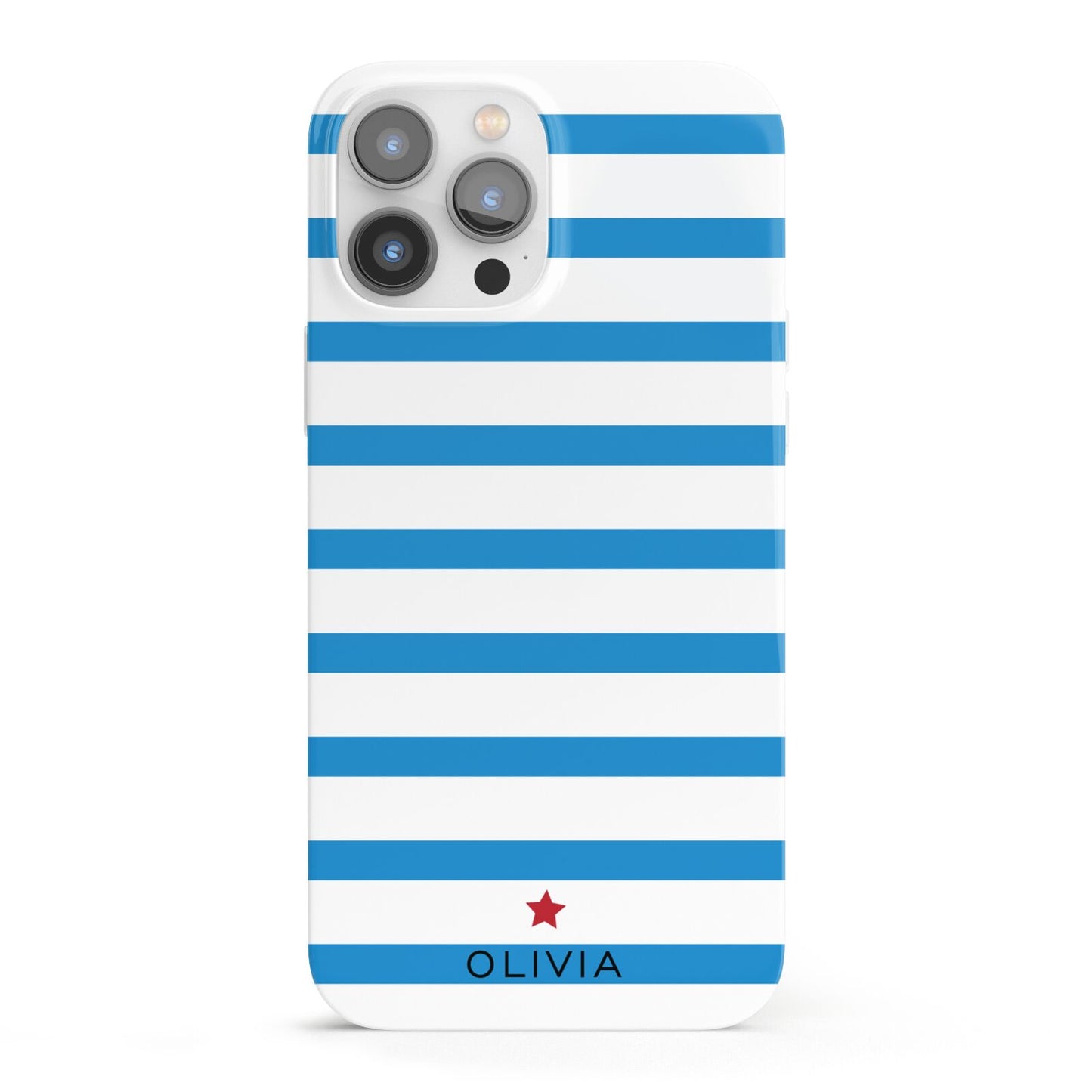 Personalised Name Blue White iPhone 13 Pro Max Full Wrap 3D Snap Case
